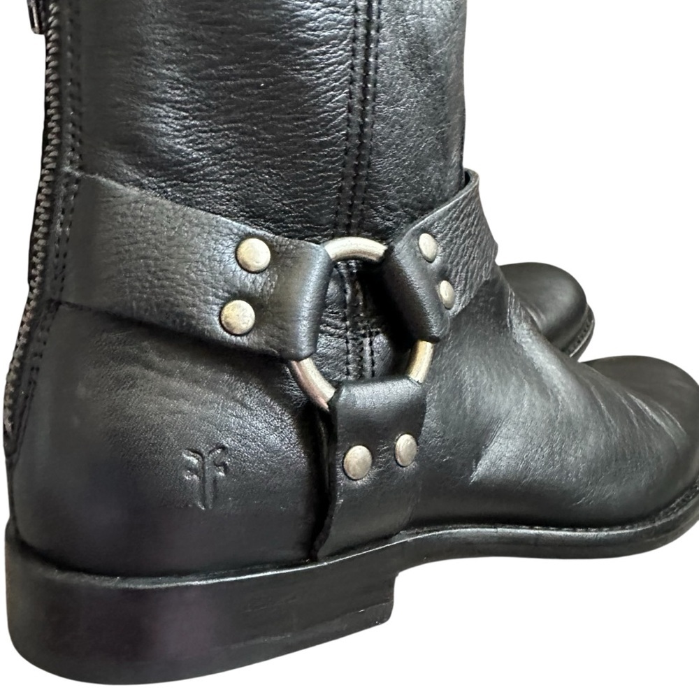 Frye Veronica Flex Harness Black Leather Moto Boots Size 6.5 - Picture 7 of 10
